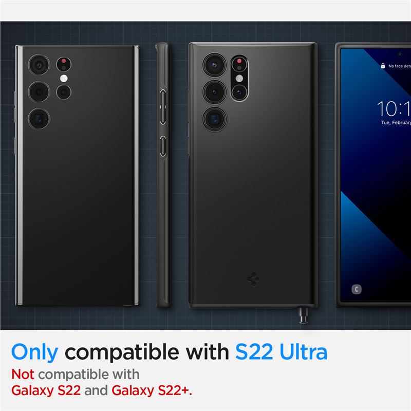 Spigen Thin Fit, čierny - Samsung Galaxy S22 Ultra