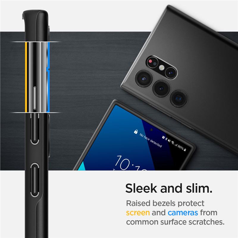 Spigen Thin Fit, čierny - Samsung Galaxy S22 Ultra