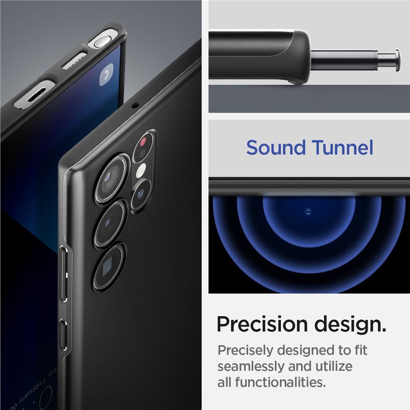 Spigen Thin Fit, čierny - Samsung Galaxy S22 Ultra