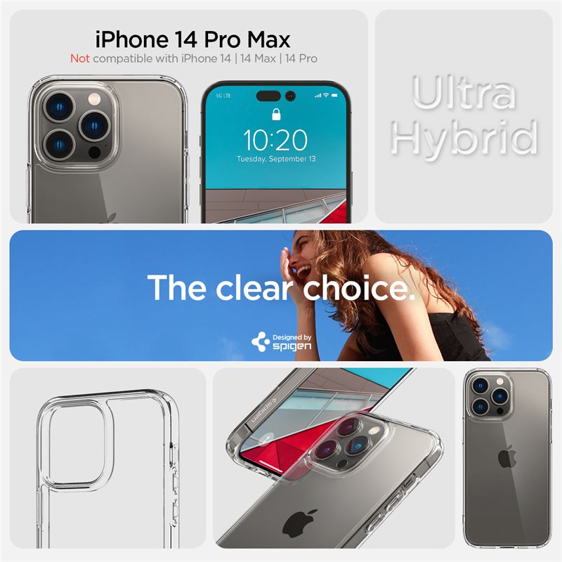 Spigen Ultra Hybrid, crystal clear - iPhone 14 Pro Max