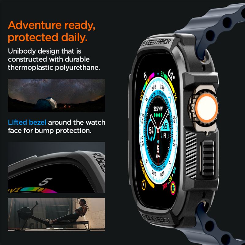 Spigen Rugged Armor, black - Apple Watch Ultra 4/3/2/1 49mm