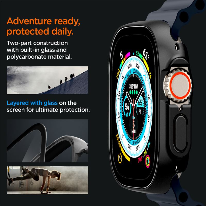 Spigen Thin Fit 360, čierna - Apple Watch Ultra 3/2/1