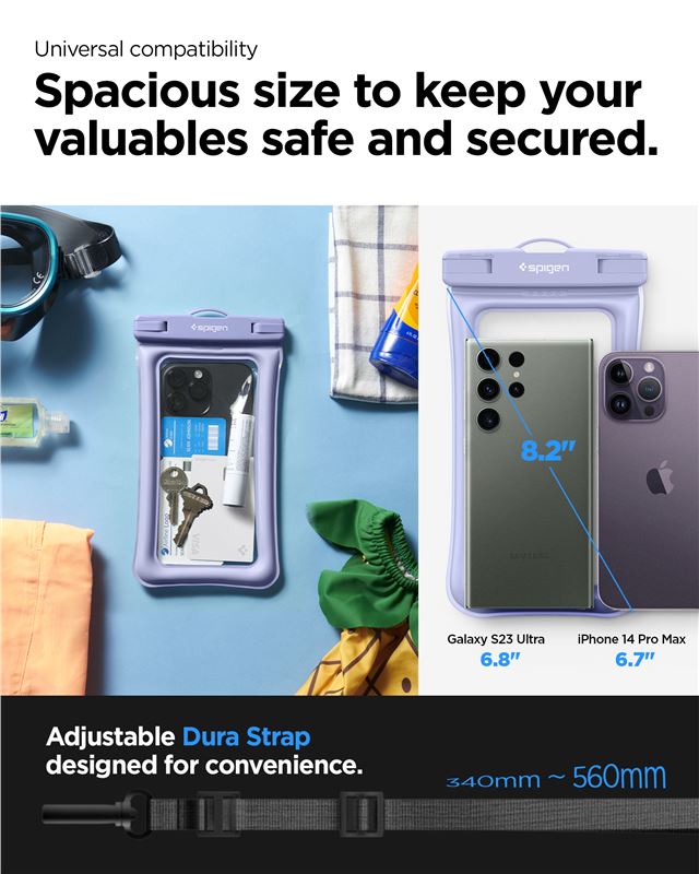 Keep your device afloat on water.With our waterproof floating phone case, you don't have to.worry about your valuables falling into the water.It is available for large and heavy smartphones, such as the iPhone 13 Pro Max, Galaxy S22 Ultra.You can control your smartphone even when it is in this case