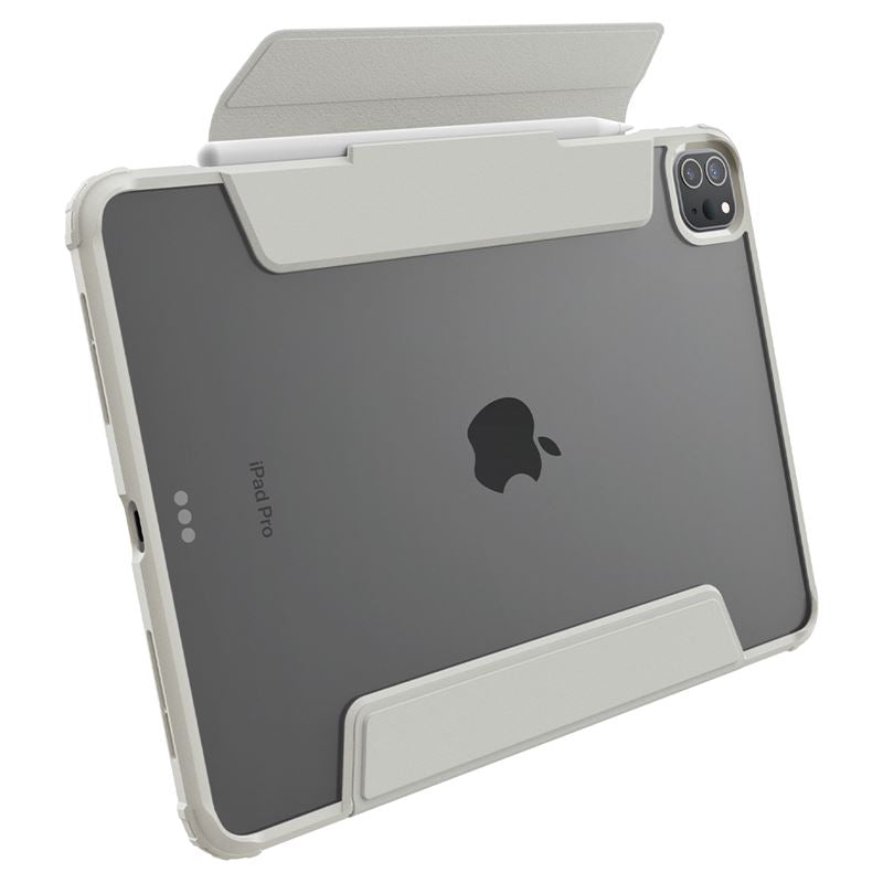 Made of PC, TPU and premium Velo vegan leather with a built-in magnetic pen holder and a triangular folding stand