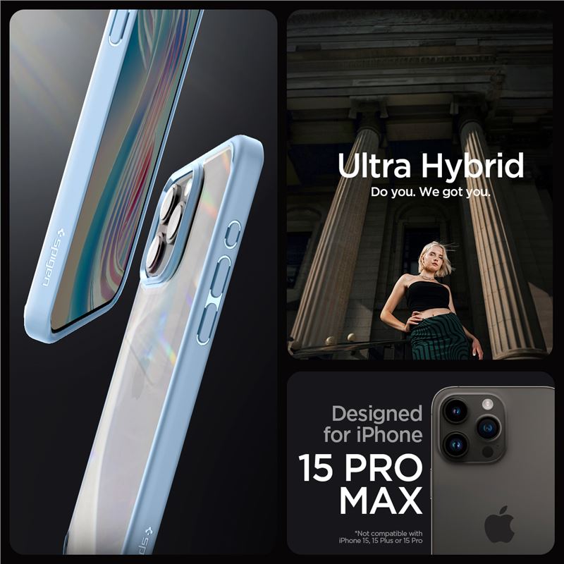 Spigen Crystal Hybrid, sierra blue - iPhone 15 Pro Max