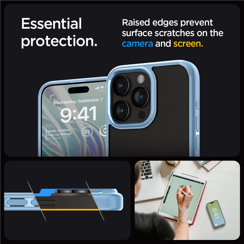 Spigen Crystal Hybrid, sierra blue - iPhone 15 Pro Max