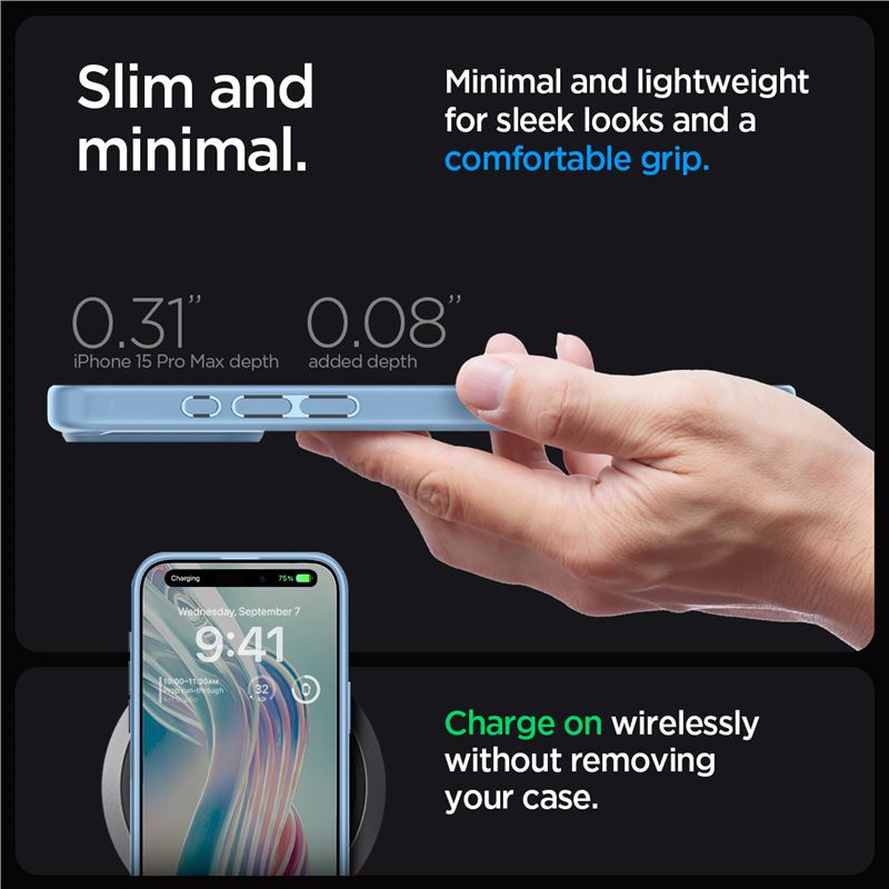 Spigen Crystal Hybrid, sierra blue - iPhone 15 Pro Max