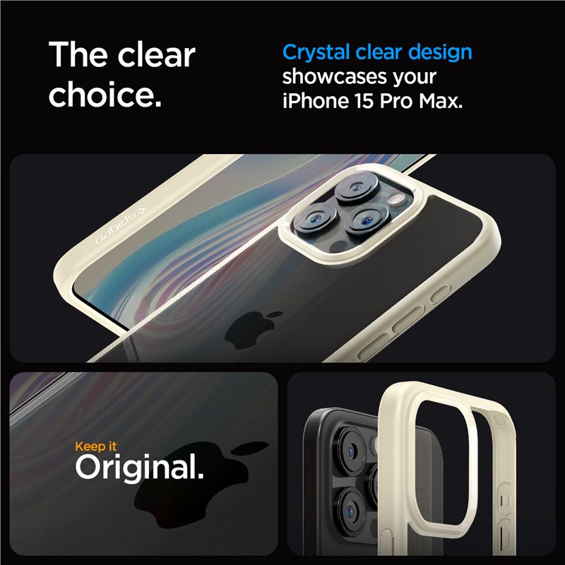Spigen Crystal Hybrid, mute beige - iPhone 15 Pro Max