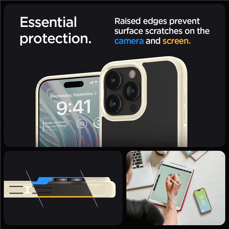 Spigen Crystal Hybrid, mute beige - iPhone 15 Pro Max