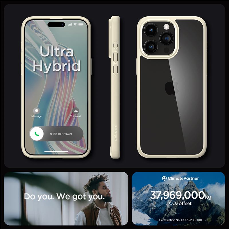Spigen Crystal Hybrid, mute beige - iPhone 15 Pro Max