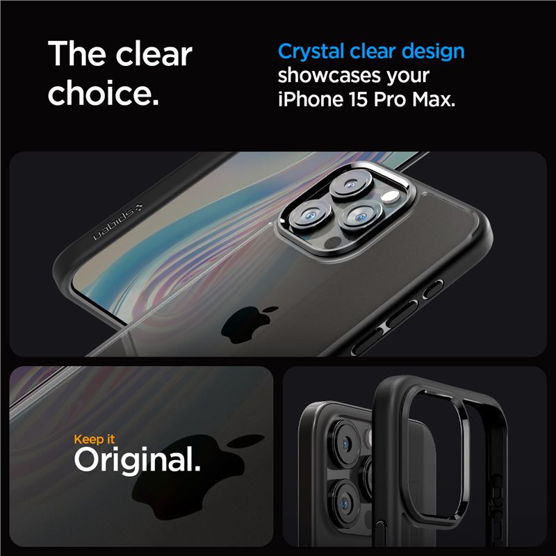 Spigen Crystal Hybrid, matte black - iPhone 15 Pro Max