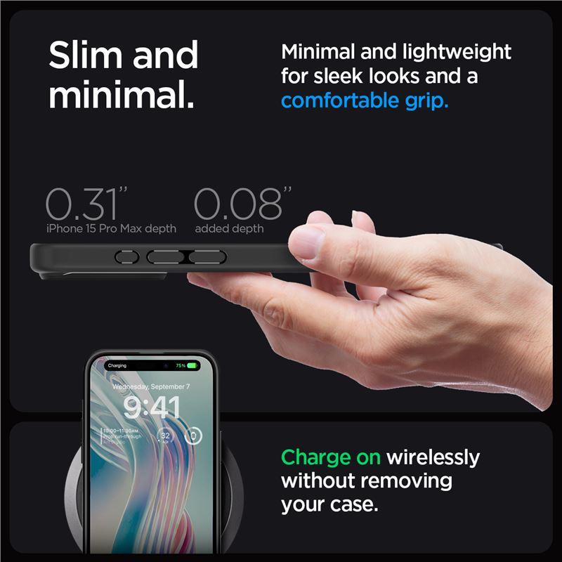 Spigen Crystal Hybrid, matte black - iPhone 15 Pro Max