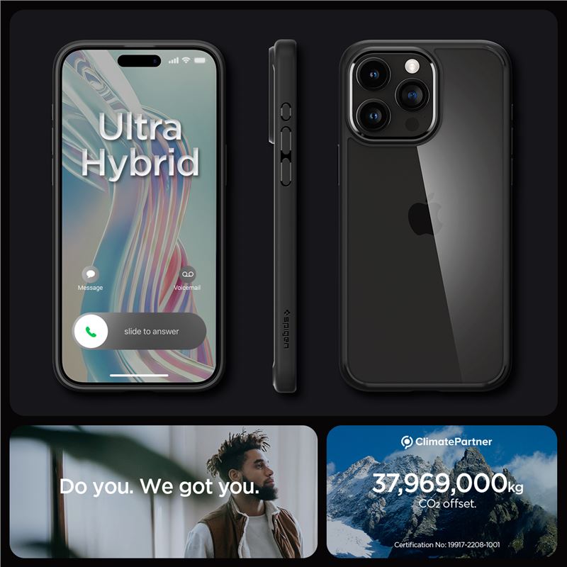 Spigen Crystal Hybrid, matte black - iPhone 15 Pro Max