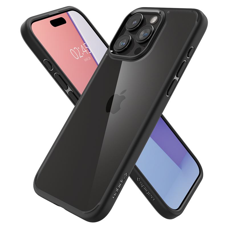 Spigen Crystal Hybrid, matte black - iPhone 15 Pro Max