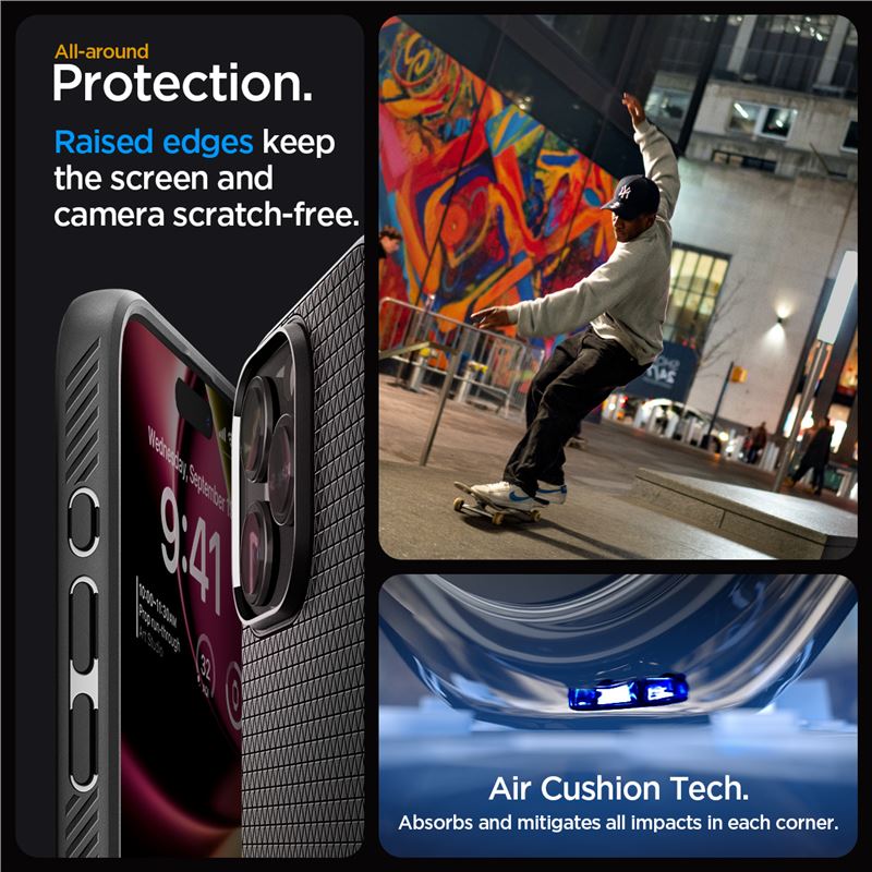 Spigen Liquid Air, matte black - iPhone 15 Pro Max