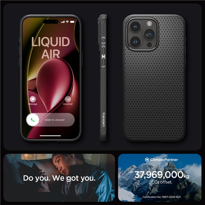 Spigen Liquid Air, matte black - iPhone 15 Pro Max
