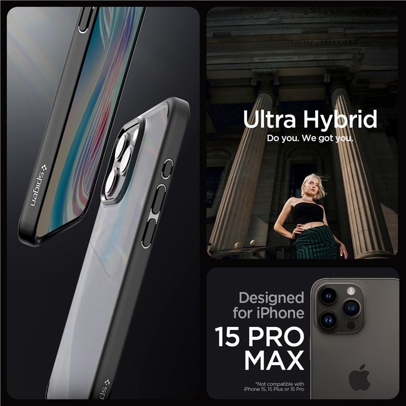 Spigen Ultra Hybrid, frost black - iPhone 15 Pro Max