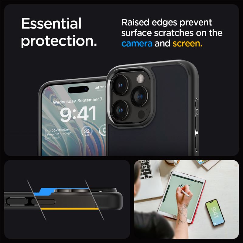 Spigen Ultra Hybrid, frost black - iPhone 15 Pro Max