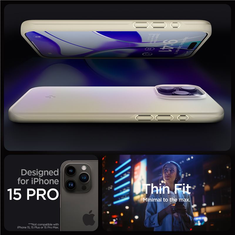 Spigen Thin Fit, mute beige - iPhone 15 Pro