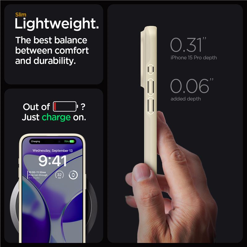 Spigen Thin Fit, mute beige - iPhone 15 Pro