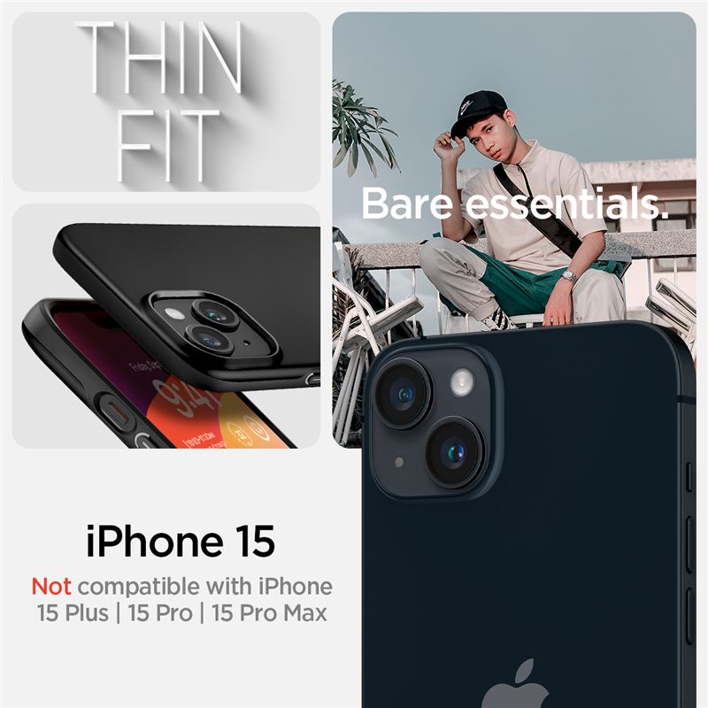 Spigen Thin Fit, black - iPhone 15