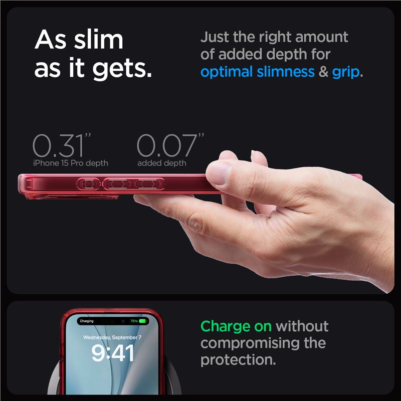 Spigen Ultra Hybrid MagSafe, frost deep red - iPhone 15 Pro