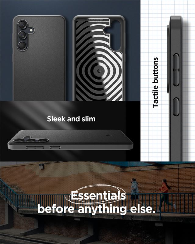 Spigen Essential Sand Blast, matná čierna - Samsung Galaxy M55 5G