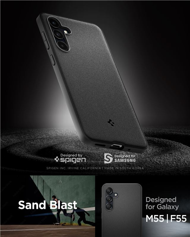 Spigen Essential Sand Blast, matná čierna - Samsung Galaxy M55 5G