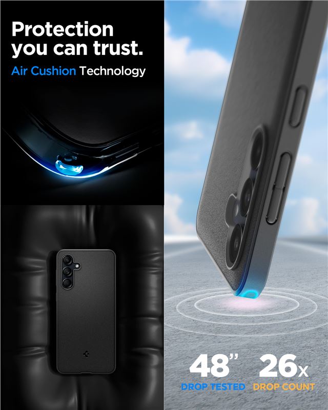 Spigen Essential Sand Blast, matná čierna - Samsung Galaxy M55 5G