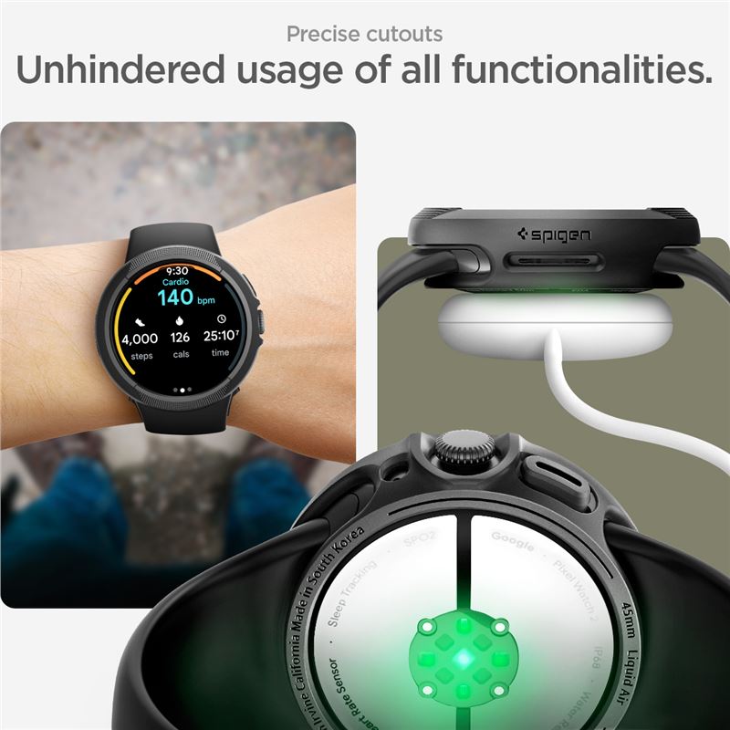 Spigen Liquid Air, matte black - Google Pixel Watch 3 (45mm)