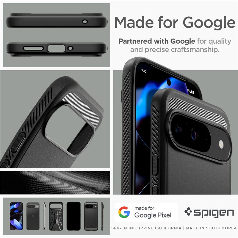 Spigen Rugged Armor, matte black - Google Pixel 9 Pro/Pixel 9