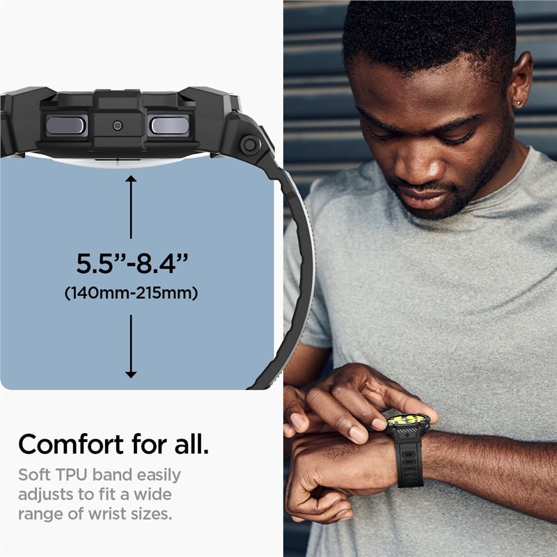 Spigen Rugged Armor Pro, matná čierna - Samsung Galaxy Watch7 (44mm)
