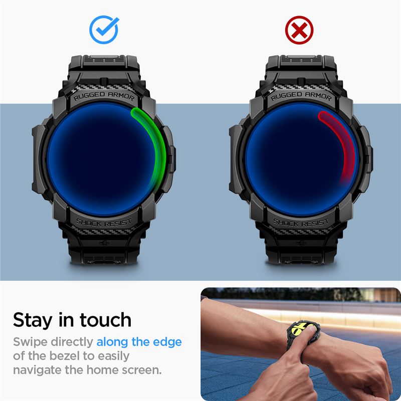 Spigen Rugged Armor Pro, matná čierna - Samsung Galaxy Watch7 (44mm)