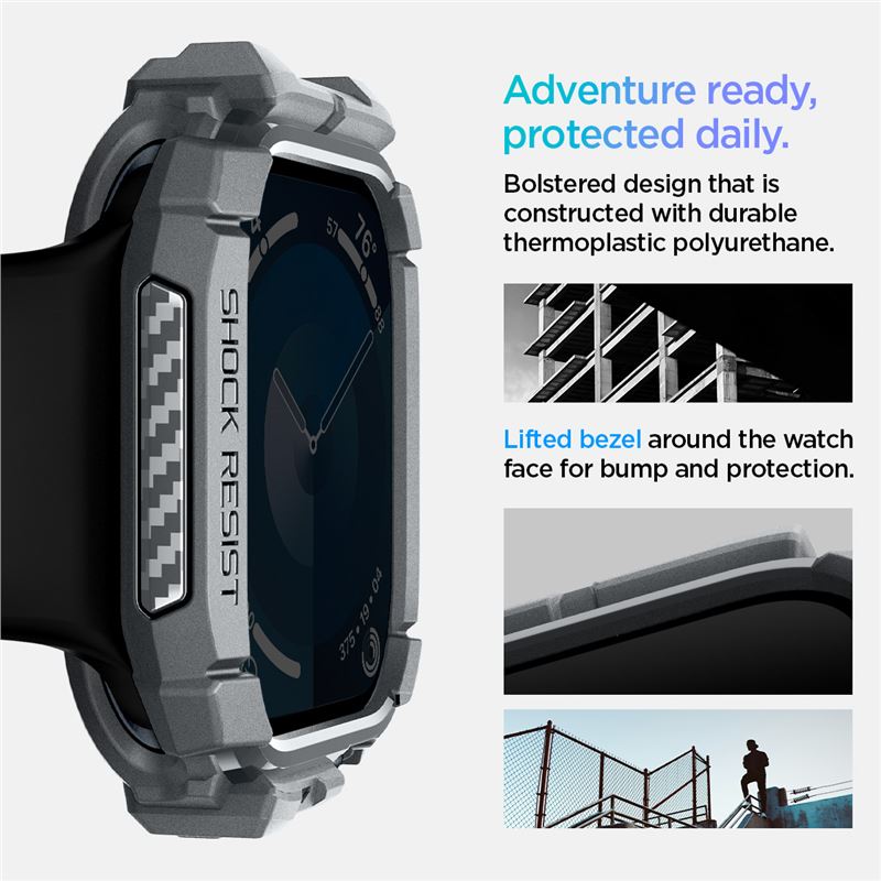 Spigen Rugged Armor, tmavosivý – Apple Watch 11/10 46 mm
