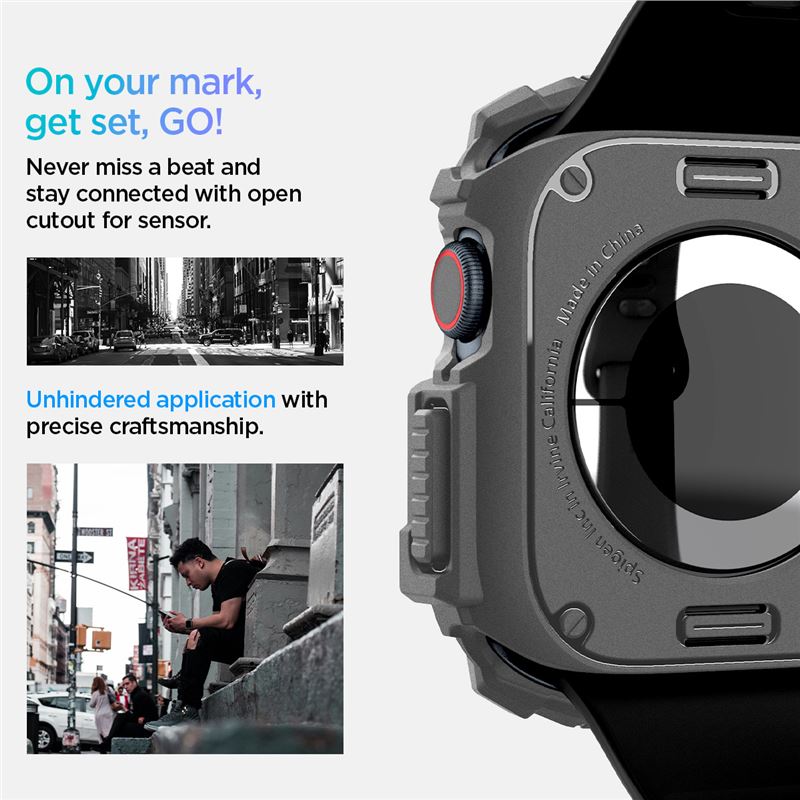 Spigen Rugged Armor, tmavosivý – Apple Watch 11/10 46 mm