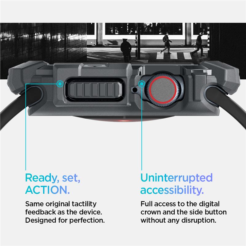 Spigen Rugged Armor, tmavosivý – Apple Watch 11/10 46 mm