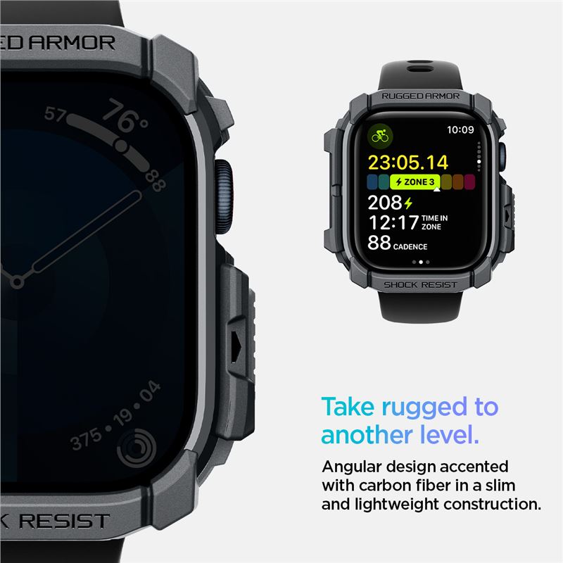 Spigen Rugged Armor, tmavosivý – Apple Watch 11/10 46 mm