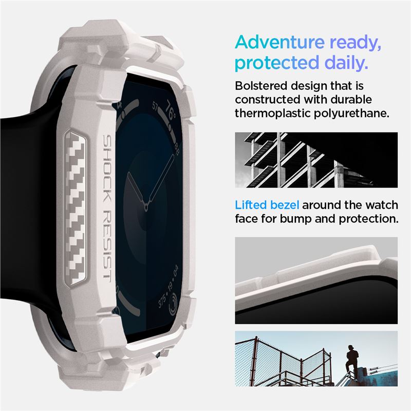 Spigen Rugged Armor, dune beige - Apple Watch 11/10 46mm