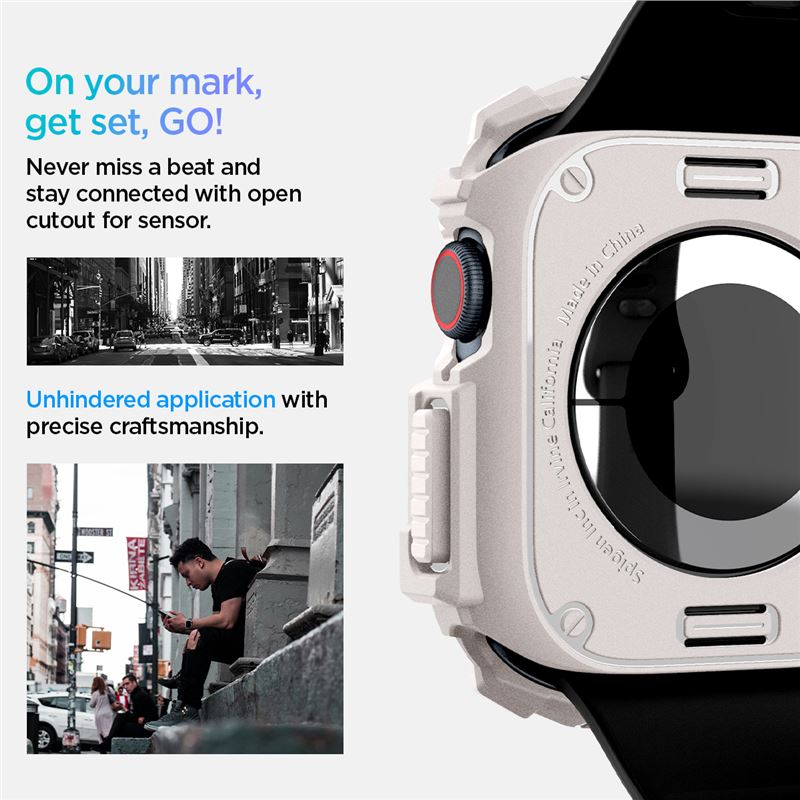 Spigen Rugged Armor, dune beige - Apple Watch 11/10 46mm