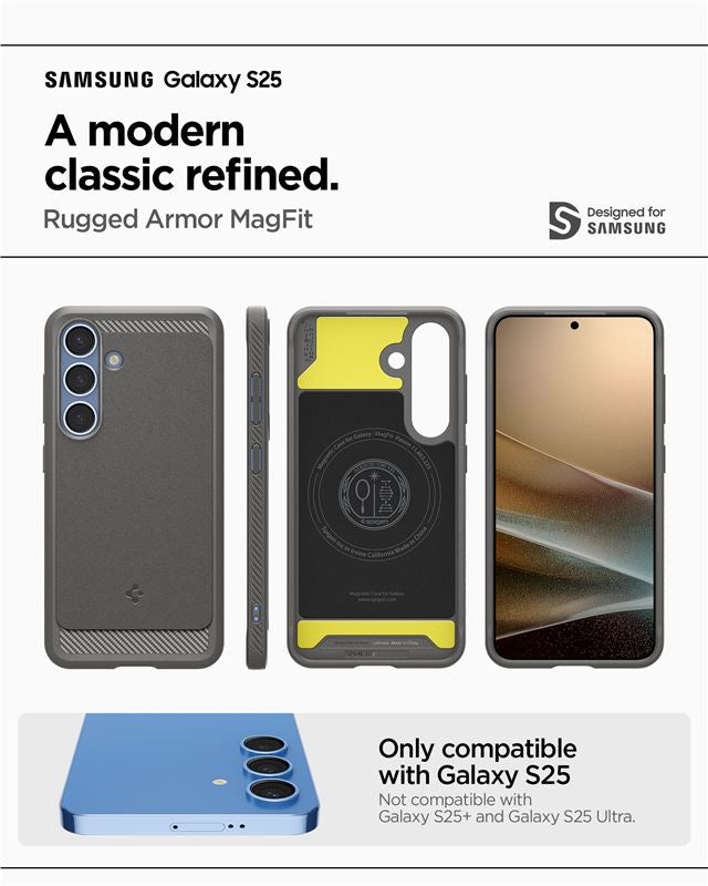 Spigen Rugged Armor MagSafe, marble gray - Samsung Galaxy S25