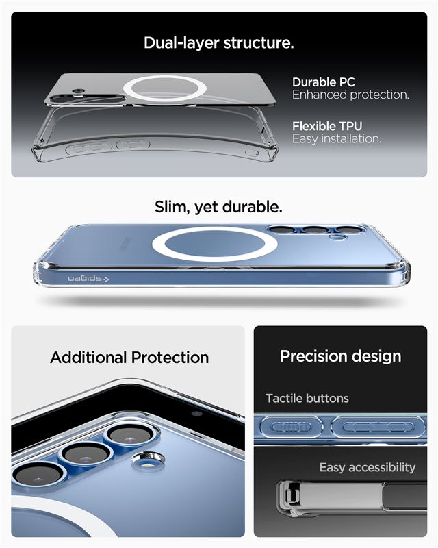 Spigen Ultra Hybrid MagSafe, čisto biely – Samsung Galaxy S25