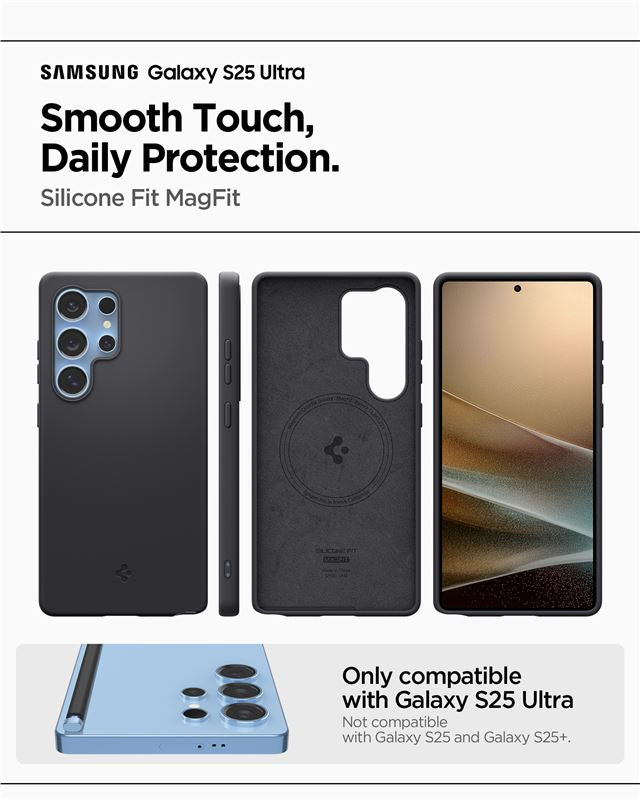 Spigen Silicone Fit MagSafe, čierny - Samsung Galaxy S25 Ultra