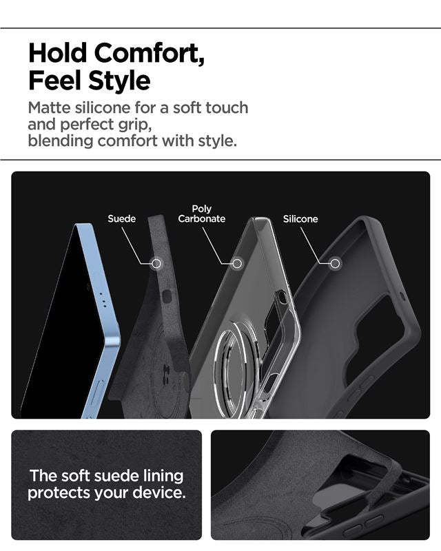 Spigen Silicone Fit MagSafe, čierny - Samsung Galaxy S25 Ultra