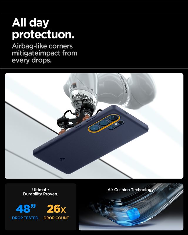 Distinctive, contrasting two-tone design and a raised camera ring protector create a sporty and playful look