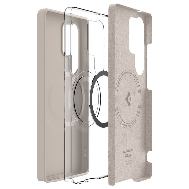 Spigen Silicone Fit MagSafe, natural titanium - Samsung Galaxy S25 Ultra