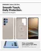 Spigen Silicone Fit MagSafe, natural titanium - Samsung Galaxy S25 Ultra
