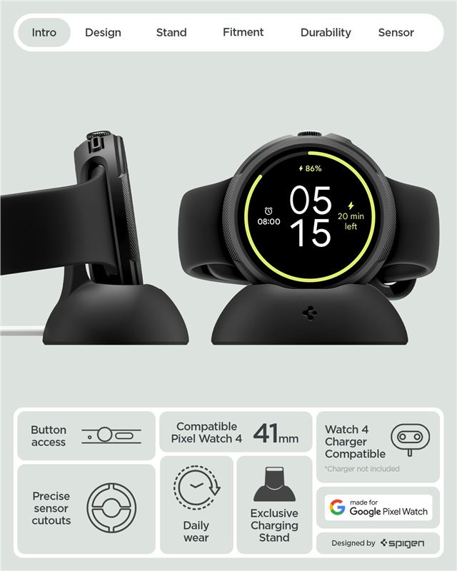 Spigen Liquid Air + Stand, matná čierna - Google Pixel Watch 5/4 41mm