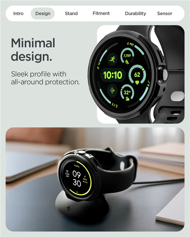 Spigen Liquid Air + Stand, matná čierna - Google Pixel Watch 5/4 41mm