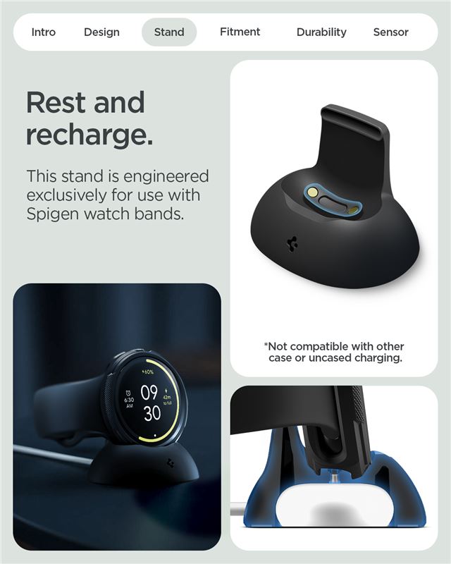 Spigen Liquid Air + Stand, matná čierna - Google Pixel Watch 5/4 41mm