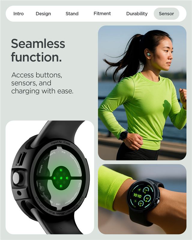 Spigen Liquid Air + Stand, matná čierna - Google Pixel Watch 5/4 41mm